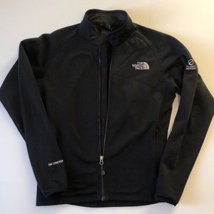 North Face black unisex medium fleece zip up jacket.